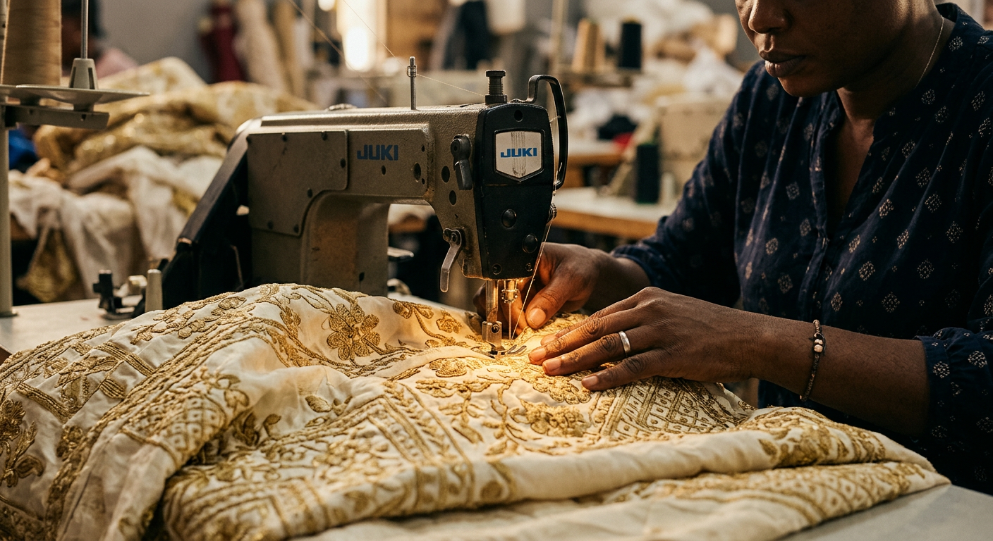 Sewing at the atelier